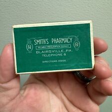 Vintage c.1950s SMITH'S PHARMACY Blairsville, PA Prescription Pill Box EMPTY picture