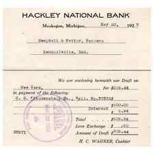 1929 Hackley National Bank Draft Letterhead H.C. Wagner Muskegon MI AD8 picture