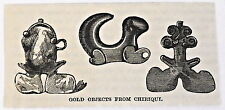 small 1883 magazine engraving ~ GOLD OBJECTS FROM CHIRIQUI, Panama picture