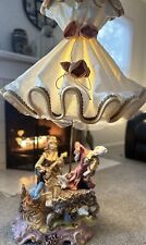 Rare Large CAPODIMONTE  Lamp W Shade Signed Made In Italy Excellent Condition picture