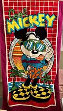 Vtg 1980s-90s Disney Cool Mickey Mouse Cotton Beach Towel Franco Taiwan Unused picture