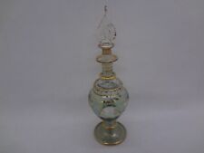 VINTAGE GLASS PERFUME BOTTLE - ETCHED - GOLD GILD picture