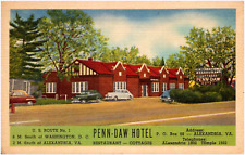 Penn-Daw Hotel Restaurant & Cottages Alexandria VA 1940s Linen Postcard Unused picture