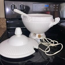 Vintage 2/3 Qt Ceramic Warming Soup/Bean Toureen And Lid With Teflon Ladle/ 2 Qt picture