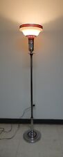 1930s REMBRANDT  R 9486 Deco Era Chrome and Red Torchiere Floor Lamp picture