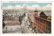 Postcard Portland ME  20s Congress Street from Congress Square Hotel VTG picture