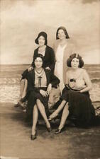 RPPC Galveston,TX Women at the Beach,Studio Photo Texas L. Tobler Postcard picture