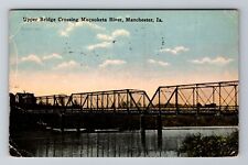 Manchester IA-Iowa, Bridge Crossing Maquoketa River, Antique Vintage Postcard picture
