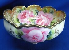 HAND-PAINTED NIPPON LARGE PINK ROSES BOWL 3