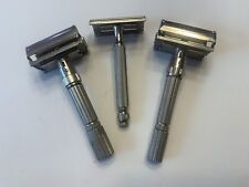 Vintage Lot Of 3 Gillette Safety Razors- 2 Adjustable Fatboy And 1 Three Piece picture
