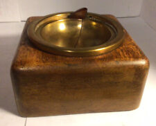 vintage DUK-IT copper & wood mechanical ashtray made in Buffalo NY 5” x 5”  picture