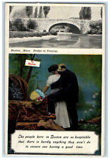 1910 Bridge in Fenway Boston Massachusetts MA Couple Flowers Multiview Postcard picture