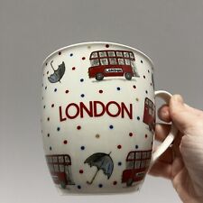 London Coffee Mug Double Decker Bus Red Milly Green Umbrella Print Teacup 4x4.5 picture