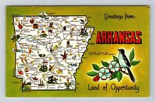 AR-Arkansas, Greetings, State Outline, Vintage Postcard picture
