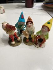 4 Vintage Elves Gnomes Pinecone Chenille Figures Japan Christmas 1950s 3