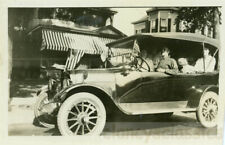 1917 Family Rides Flag Draped Car Holiday Excursion picture