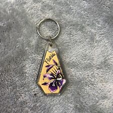 Vintage FLORIDA Orchid 1980's Golden Girl style Keychain Key Chain Fob picture