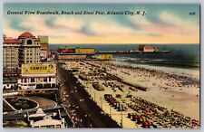 Postcard Boardwalk Beach And Steel Pier Atlantic City New Jersey C9 picture