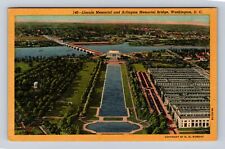 Washington D.C. Aerial Lincoln Memorial Arlington Bridge, Vintage c1953 Postcard picture