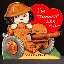 Vintage 1943 WWII Era Arm Gunner Valentine’s Day Greeting Card A-meri-card picture