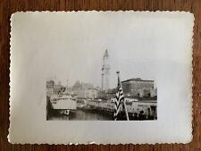 Boston ship in harbor Custom House building skyline US American Flag MA pier bay picture