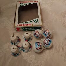 Vintage Bradford Christmas Ornaments Bells Balls Victorian Scene Qty of 8 picture