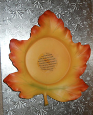 Partylite Whispering Leaf 3 wick candle holder P7593, NIB NOS / large orange lea picture