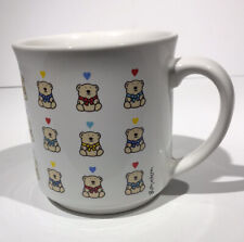 Vintage Sandra Boynton Teddy Bear Mug Colorful Hearts bows coffee tea cup 12 oz. picture