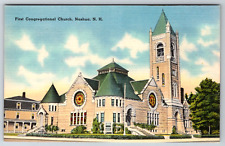1940s First Congregational Church Nashua NH Vintage Postcard picture