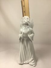 Vintage White Glossy Porcelain Dresden Angel Playing Cymbal , Germany 9 Inch picture