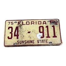 Vtg 1975 Florida Sunshine State Collectible License Plate Personalized 34 911 picture