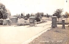 Sumner Iowa~City Park Entrance Gate~Rules on Pillars~Misspellings~1945 RPPC  picture