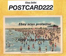 CT Bridgeport 1931-56 vintage postcard SEASIDE PARK BATHING BEACH Swimmers Conn picture