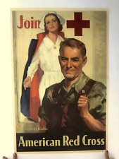 Authentic WWII Join Red Cross Recruitment Poster w/ Nurse by Walter Seaton picture