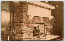Litchfield Connecticut~Hotel Berkshire~Kettle Above Rustic Fire Place~c1910 picture