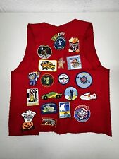 Vintage 2000’s Boy Scouts of America Red Vest Lined with 26 Patches Stains D2 picture