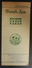 1928 French Line Second Cabin Fares Pamphlet Ocean Liner Memorabilia Ile France picture