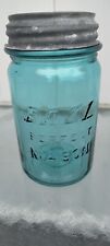 Vintage Block Letter Blue Ball Perfect Mason Pint with Zinc Lid picture