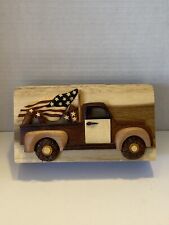 Carver Dan's Puzzle Box Gift Box Wood Hand Crafted Patriotic Truck American Flag picture