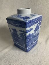 VTG 7.5” Blue And White ‘Blue Willow’ Square Tea Caddy-Excellent Condition picture