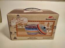 Beautiful Bright-colored Benevolence 2qt Bean Pot, Hand-painted, New In Box picture