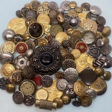 100+ Vintage Metal Button Lot Gold & Silver Tone Wobble Picture Brass Suit picture