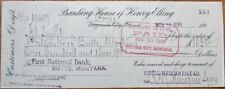 Virginia City / Pony, Montana 1899 Bank Check to Postmaster of Butte, MT picture
