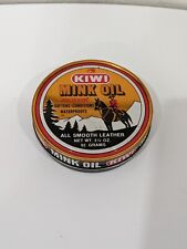 Kiwi Mink Oil • Vintage 1970s • Silicone & Lanolin • All Smooth Leather Tin USA picture