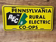 Vintage Pennsylvania RURAL ELECTRIC CO-OP Advertising Metal LICENSE PLATE picture