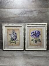 Vtg Homco Home Interiors Framed Prints Hydrangea and Lilac in Vases Lot of 2 picture