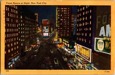 VTG Postcard, Time Square at Night, Street View, New York City, Postmarked 1953 picture