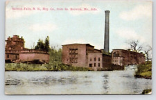 POSTCARD  SAMON FALLS NEW HAMPSHIRE MFG CO. FROM SOUTH BERWICK MAINE SIDE - 1912 picture