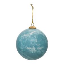 Creative Co-Op Glass Ball Ornament, Marbled Light Blue Finish picture