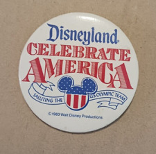 Disneyland Pinback Button Pin Celebrate America 1983 Walt Disney Productions picture